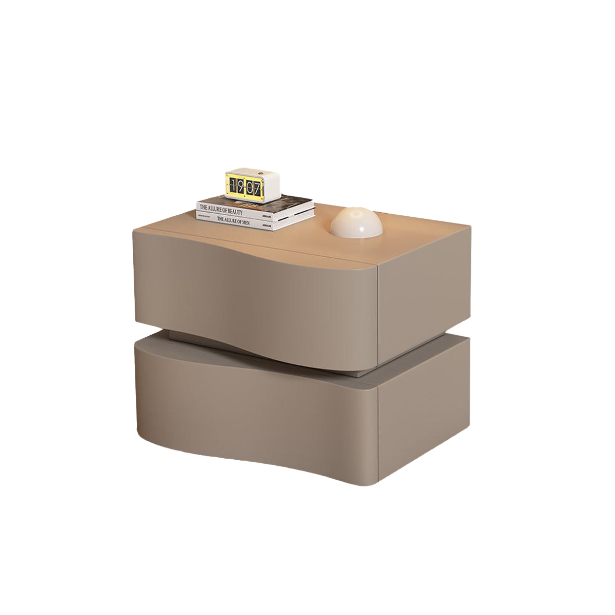 Wavy Bedside Storage Cabinet with Leather Surface
