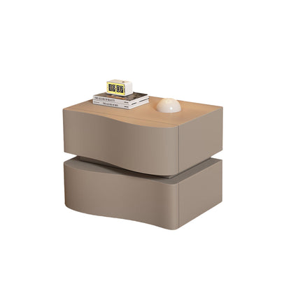Wavy Bedside Storage Cabinet with Leather Surface