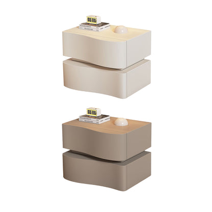 Wavy Bedside Storage Cabinet with Leather Surface