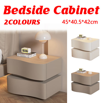 Wavy Bedside Storage Cabinet with Leather Surface
