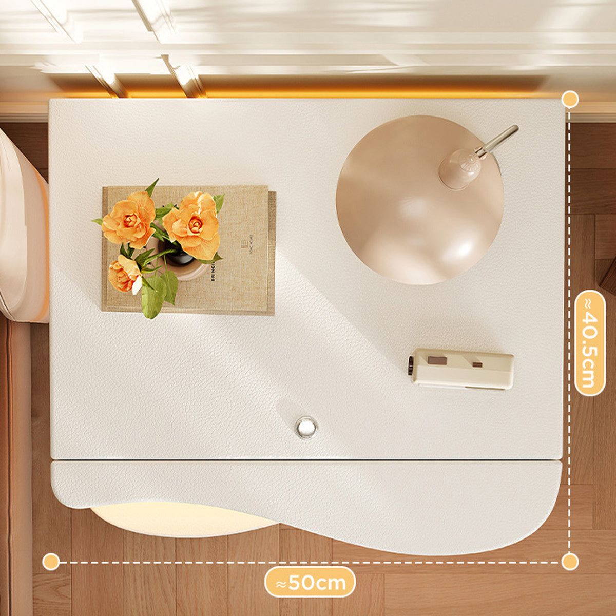 Wavy Bedside Storage Cabinet with Leather Surface