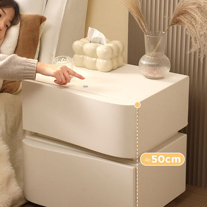 Wavy Bedside Storage Cabinet with Leather Surface