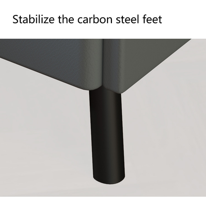 Compact Leather Bedside Table with 2 Drawers Steel Legs
