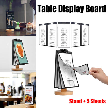 Wooden Tabletop Menu Holder Stand 20x10cm for Restaurant