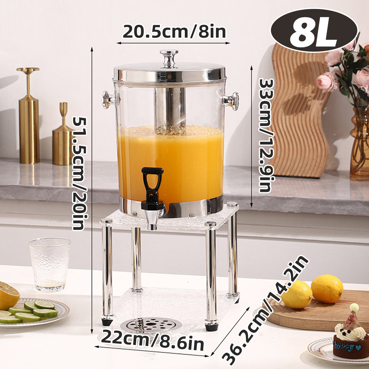 8L Detachable Beverage Dispenser Food-Grade for Events