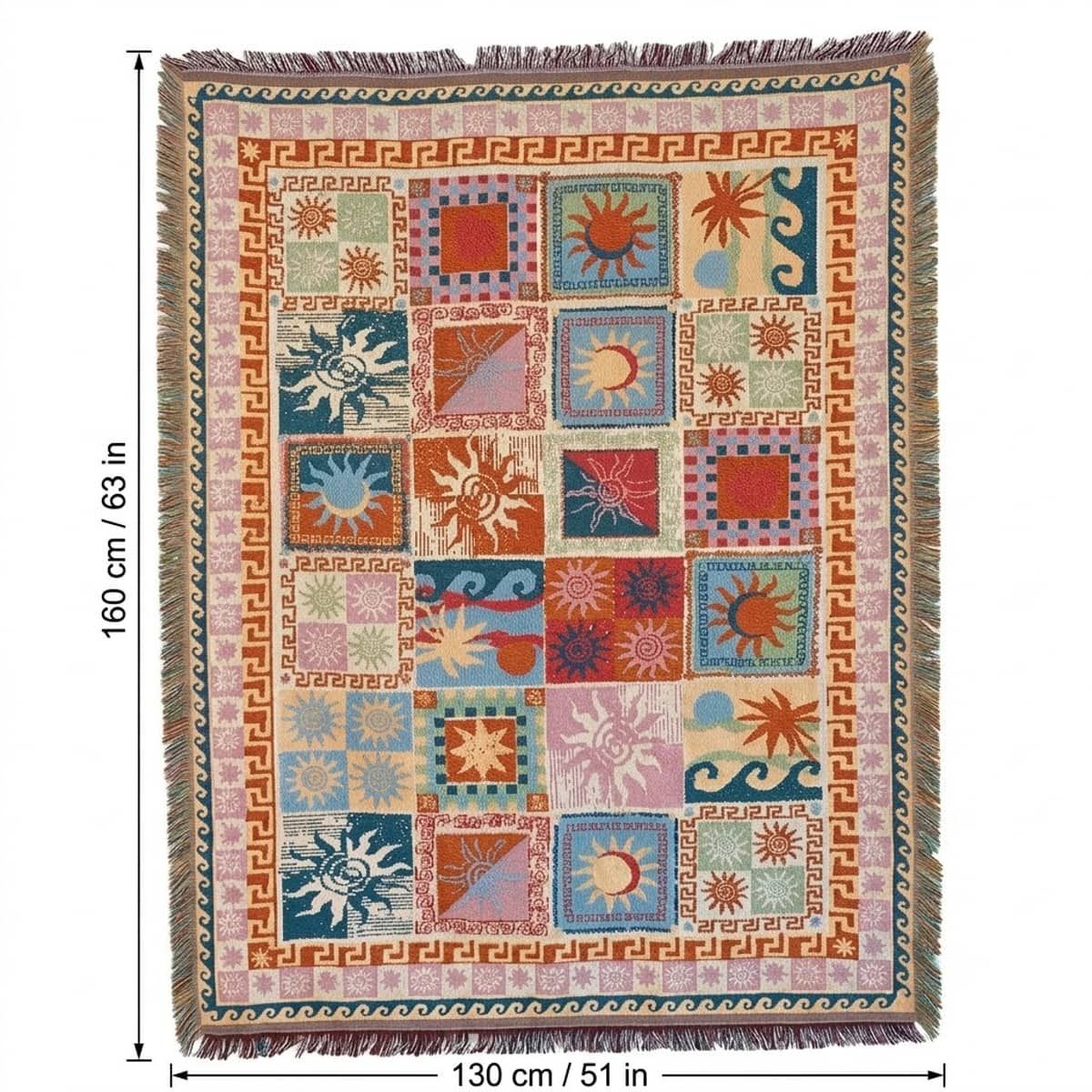 Decorative Jacquard Throw Blanket 160 x 130cm – Size Guide