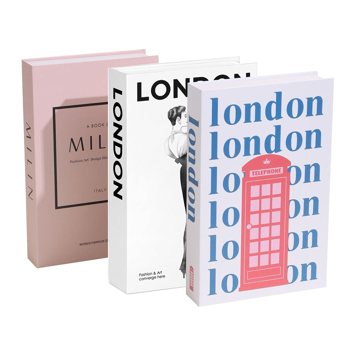 3 Pcs Modern Decorative Foldable Faux Books Set City Theme