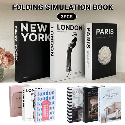 3 Pcs Modern Decorative Foldable Faux Books Set City Theme