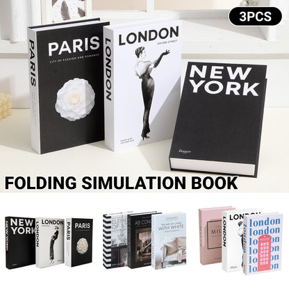 3 Pcs Modern Decorative Foldable Faux Books Set City Theme