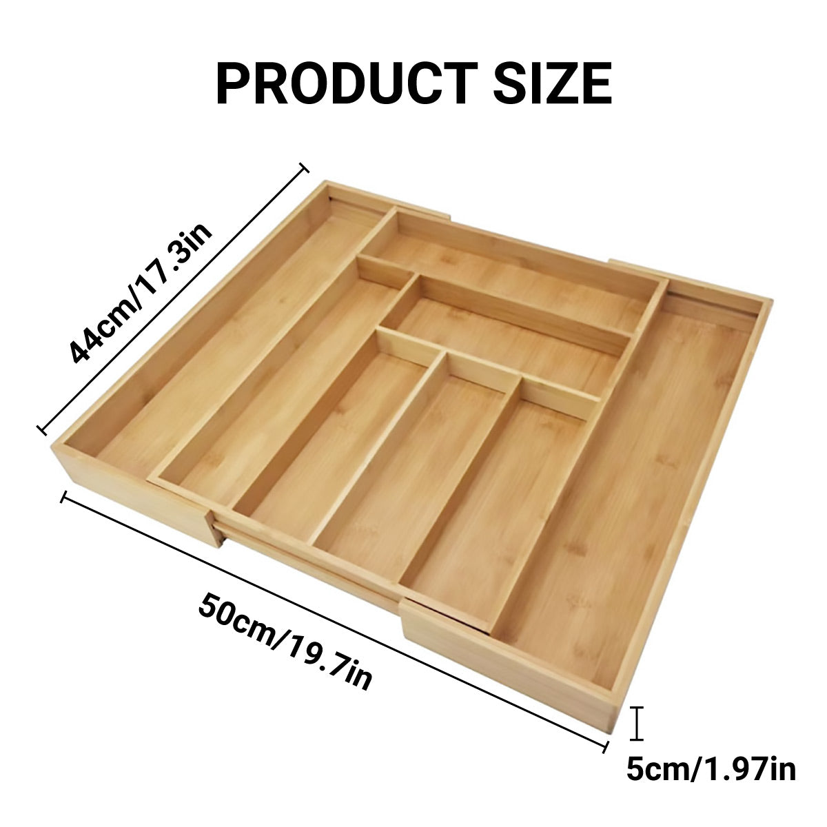Expandable Bamboo Cutlery Tray Utensil Drawer Kitchen Organizer Insert Divider