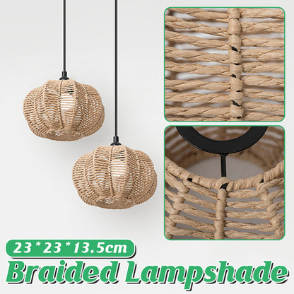 Handwoven Paper Rope Pendant Lampshade Pastoral Style 23cm
