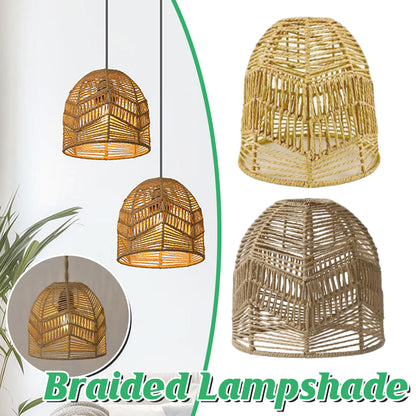 Paper Rope Pendant Light Chinese Style Rattan-Like Lampshade