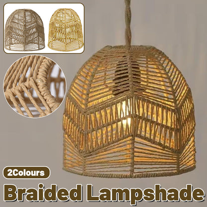 Paper Rope Pendant Light Chinese Style Rattan-Like Lampshade