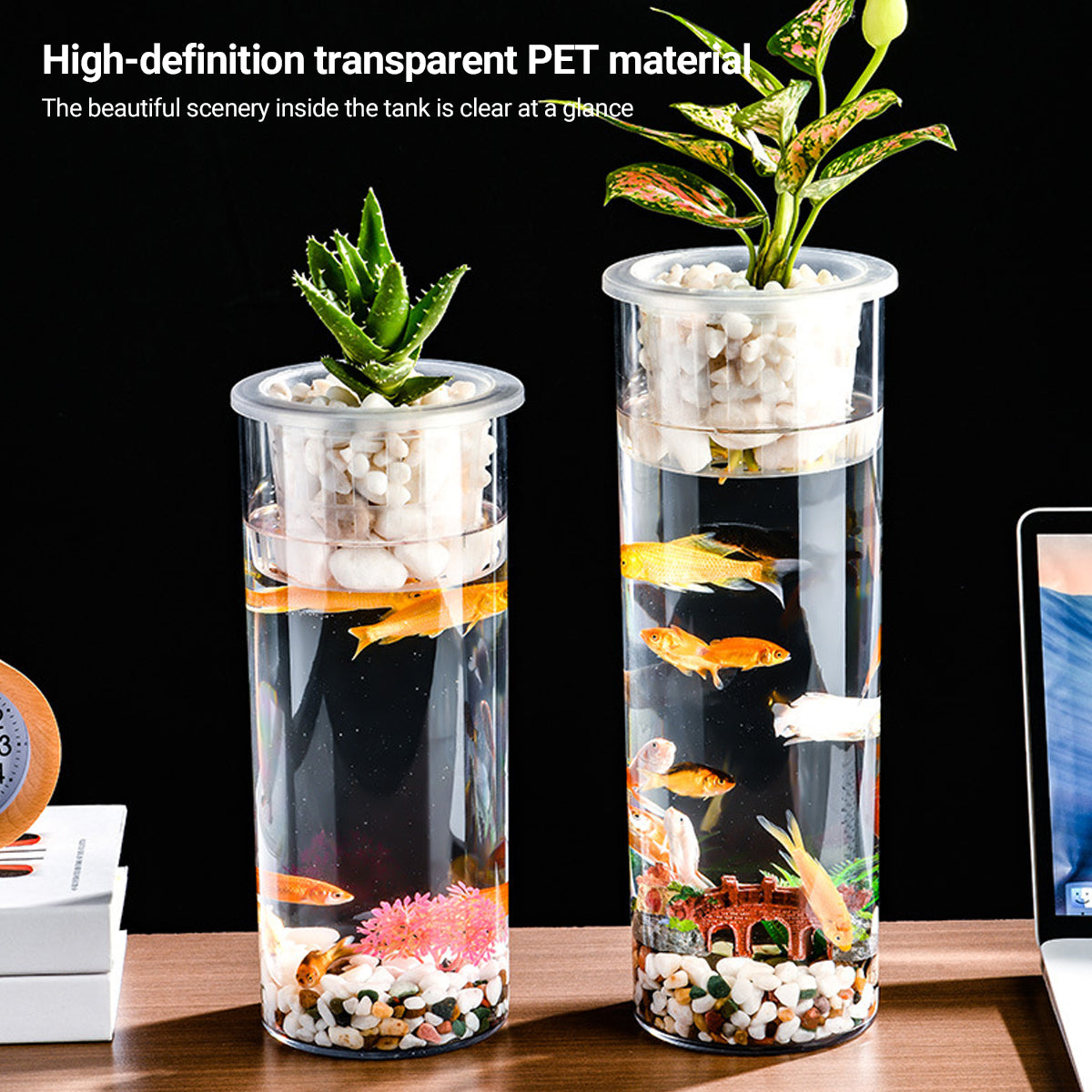 Hydroponic Plant Vase Cylindrical Straight Design Glass Fish Tank for Home Decor