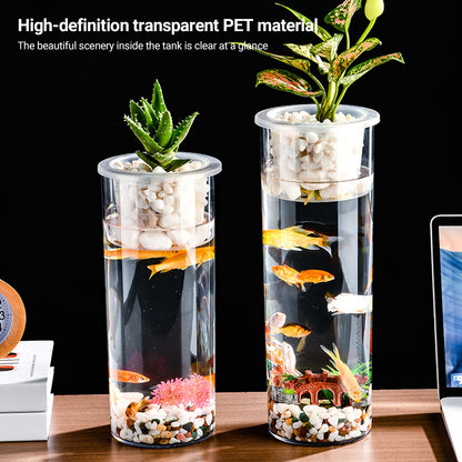 Hydroponic Plant Vase Cylindrical Straight Design Glass Fish Tank for Home Decor