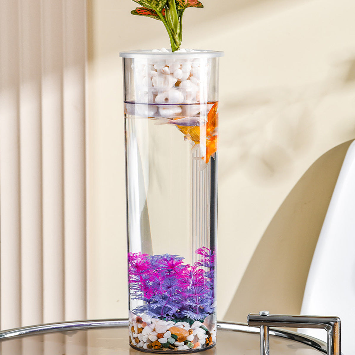 Hydroponic Plant Vase Cylindrical Straight Design Glass Fish Tank for Home Decor