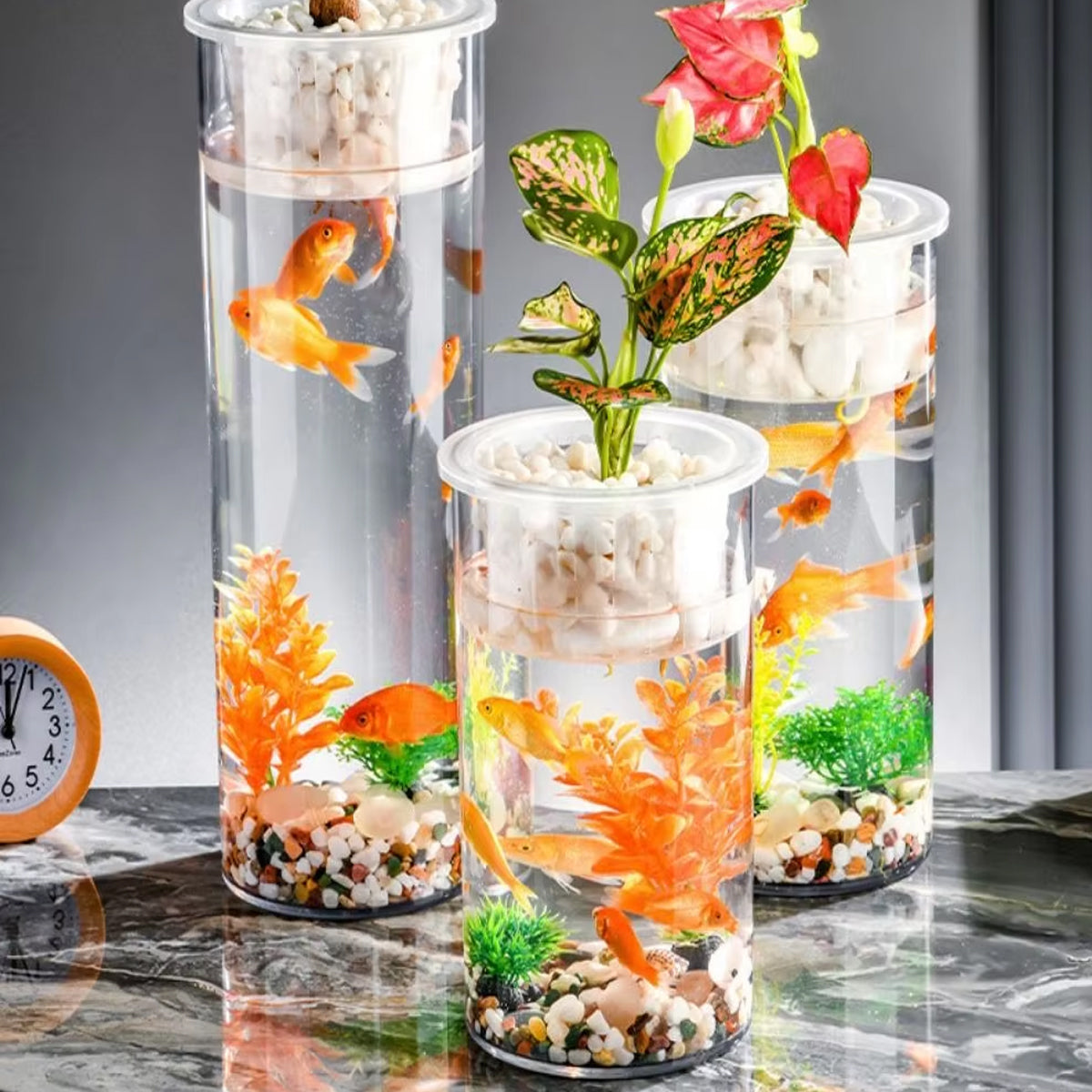 Hydroponic Plant Vase Cylindrical Straight Design Glass Fish Tank for Home Decor