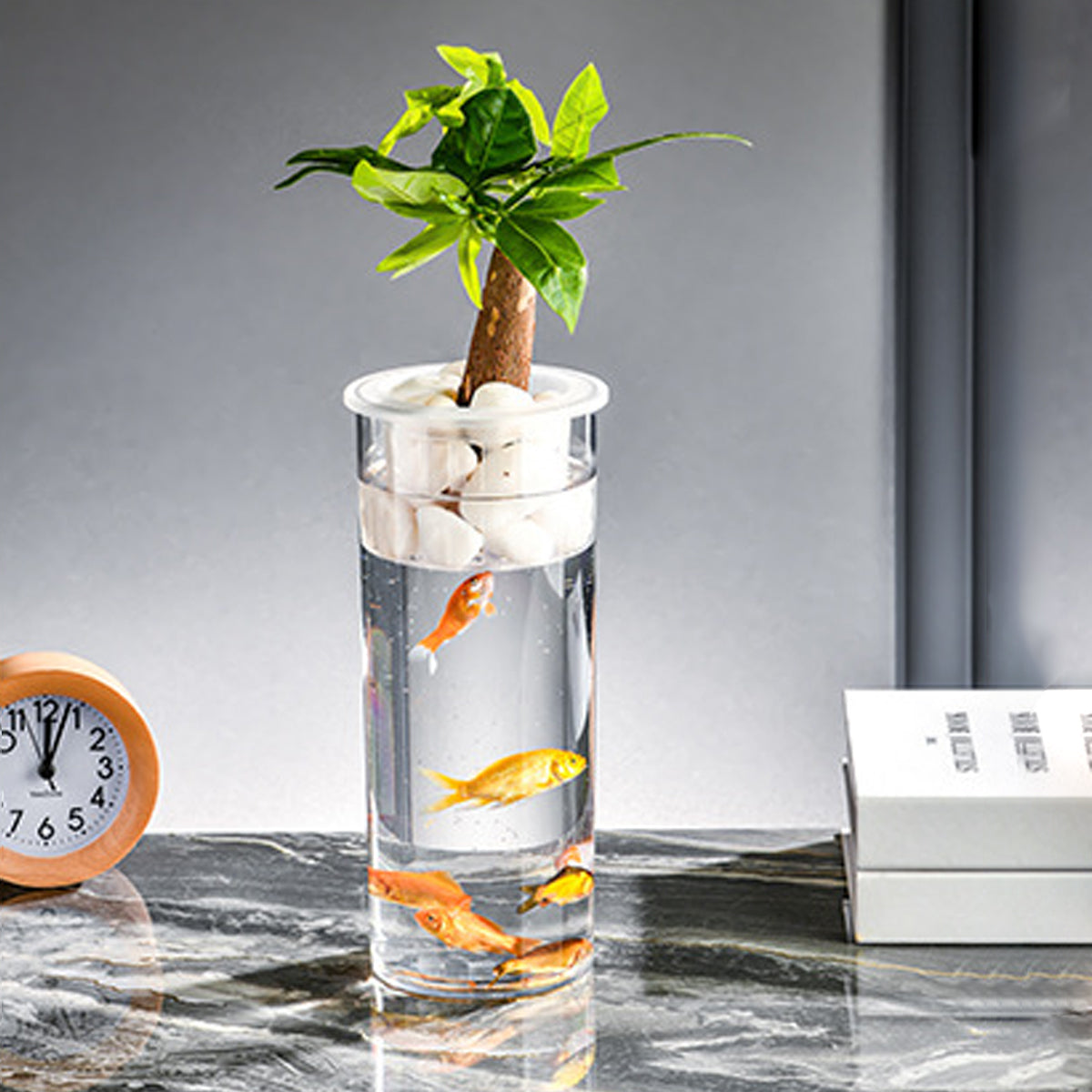 Hydroponic Plant Vase Cylindrical Straight Design Glass Fish Tank for Home Decor