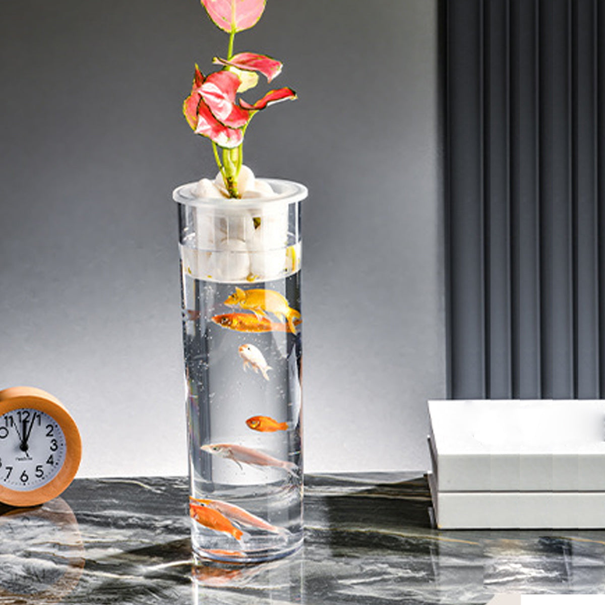 Hydroponic Plant Vase Cylindrical Straight Design Glass Fish Tank for Home Decor