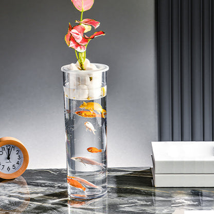 Hydroponic Plant Vase Cylindrical Straight Design Glass Fish Tank for Home Decor