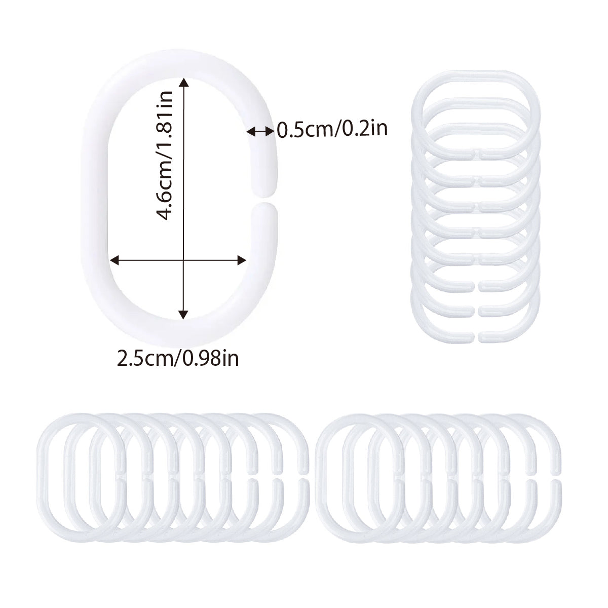 Curtain C Rings 24pcs Durable Shower Bed Window Hanging Hooks