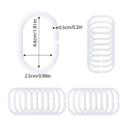 Curtain C Rings 24pcs Durable Shower Bed Window Hanging Hooks
