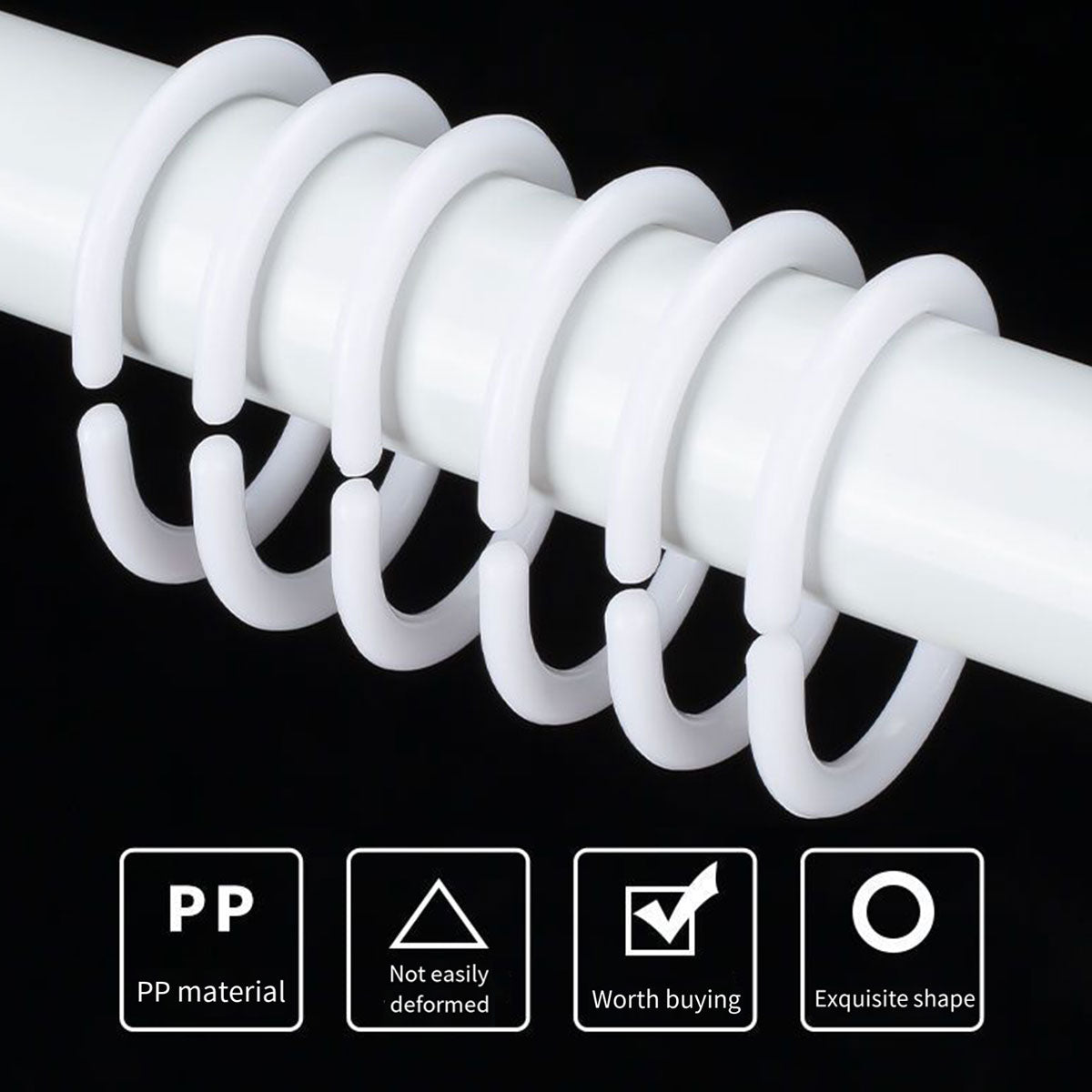 Curtain C Rings 24pcs Durable Shower Bed Window Hanging Hooks