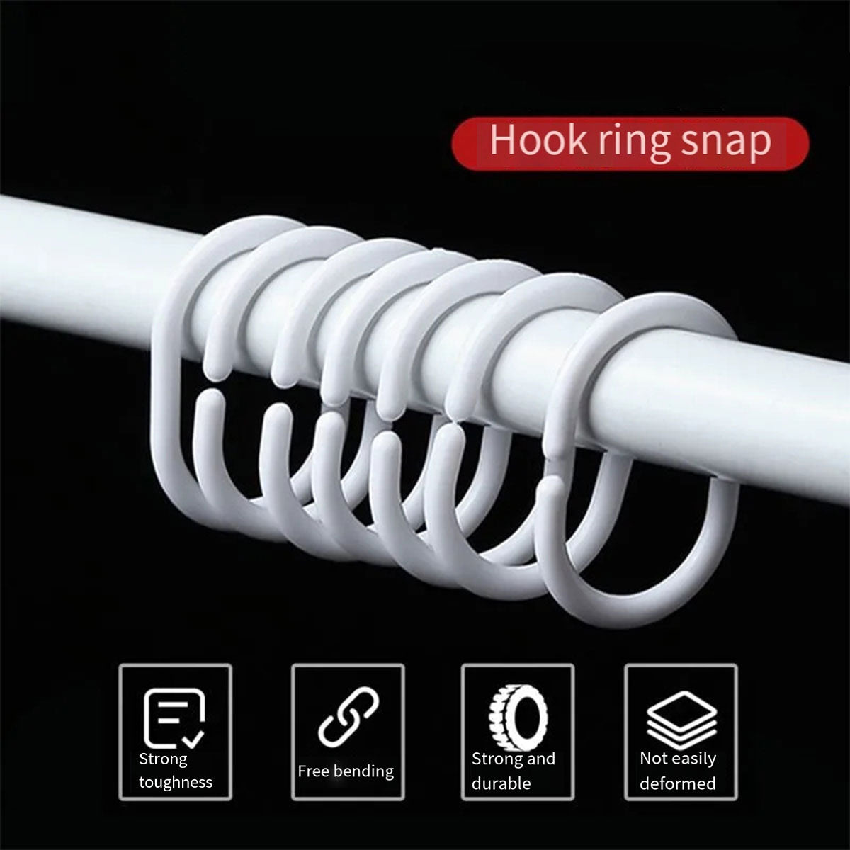 Curtain C Rings 24pcs Durable Shower Bed Window Hanging Hooks