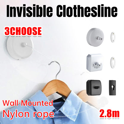 2.8m Length Stainless Steel Wall-Mounted Retractable Invisible Clothesline AU