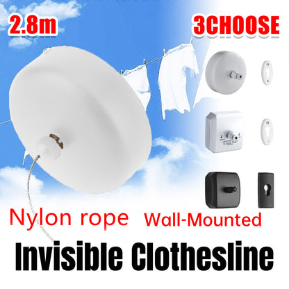 2.8m Length Stainless Steel Wall-Mounted Retractable Invisible Clothesline AU