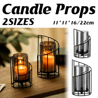 Romantic Candlestick Ornament Luxury Iron Candle Decor Candlelight Dinner Prop
