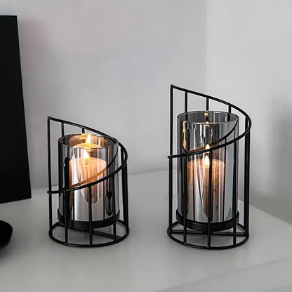 Romantic Candlestick Ornament Luxury Iron Candle Decor Candlelight Dinner Prop
