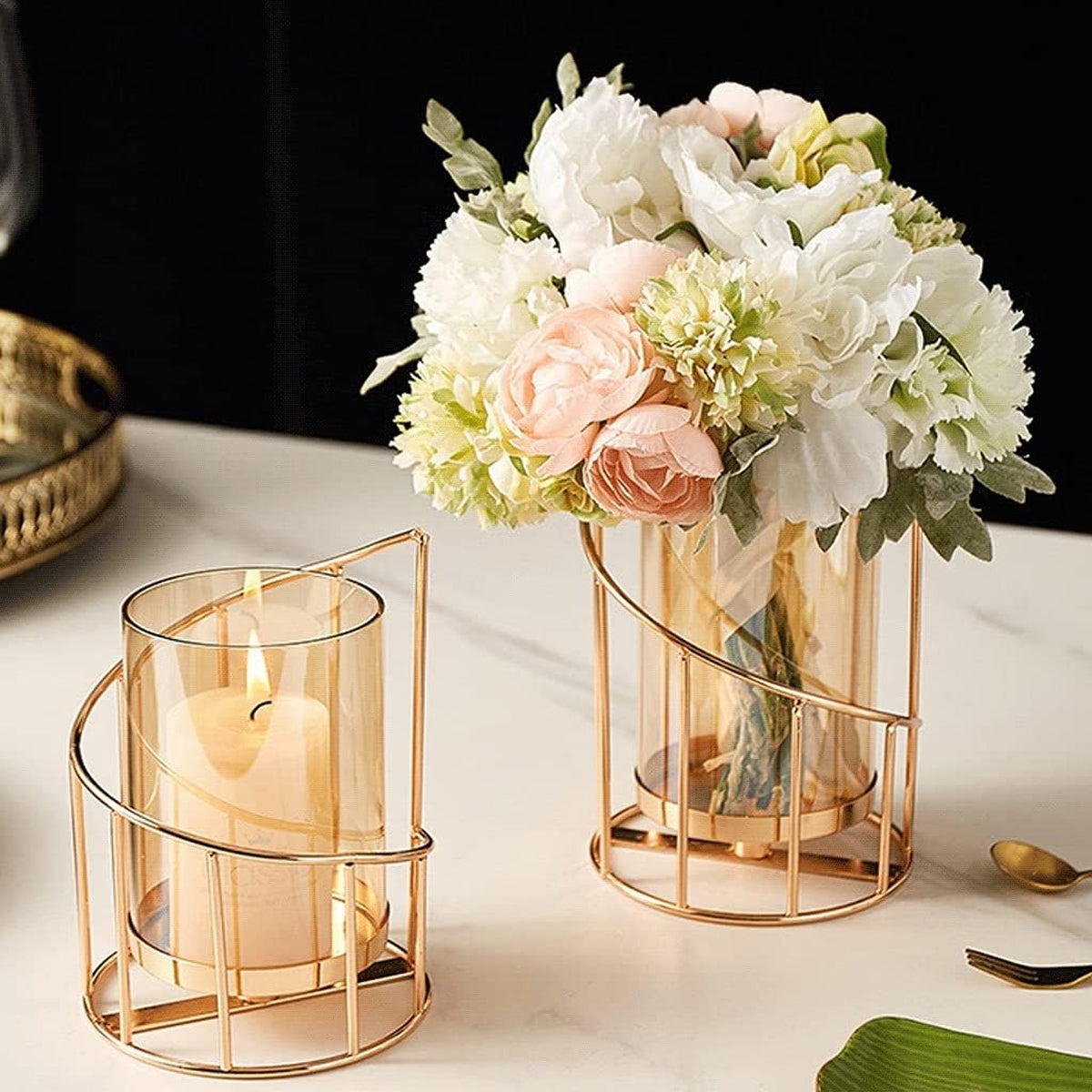 Wrought Iron Candle Holder Spiral Candlestick for Dinner Table Decor