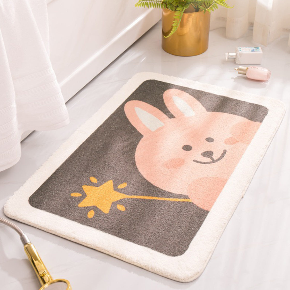 Non-Slip Faux Cashmere Bath Mat 80x50cm Water Absorbent