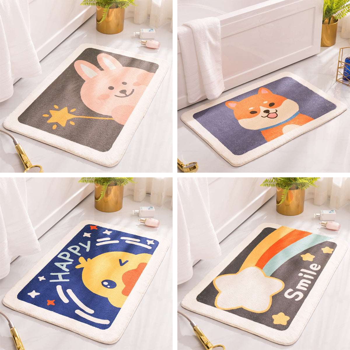 Non-Slip Faux Cashmere Bath Mat 80x50cm Water Absorbent