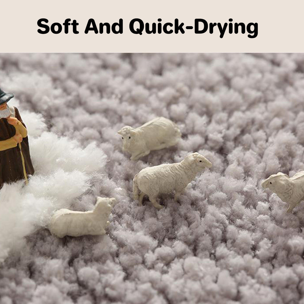 Non-Slip Faux Cashmere Bath Mat 80x50cm Water Absorbent