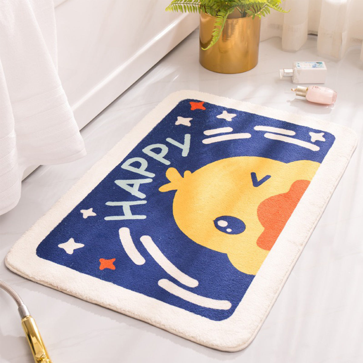 Non-Slip Faux Cashmere Bath Mat 80x50cm Water Absorbent