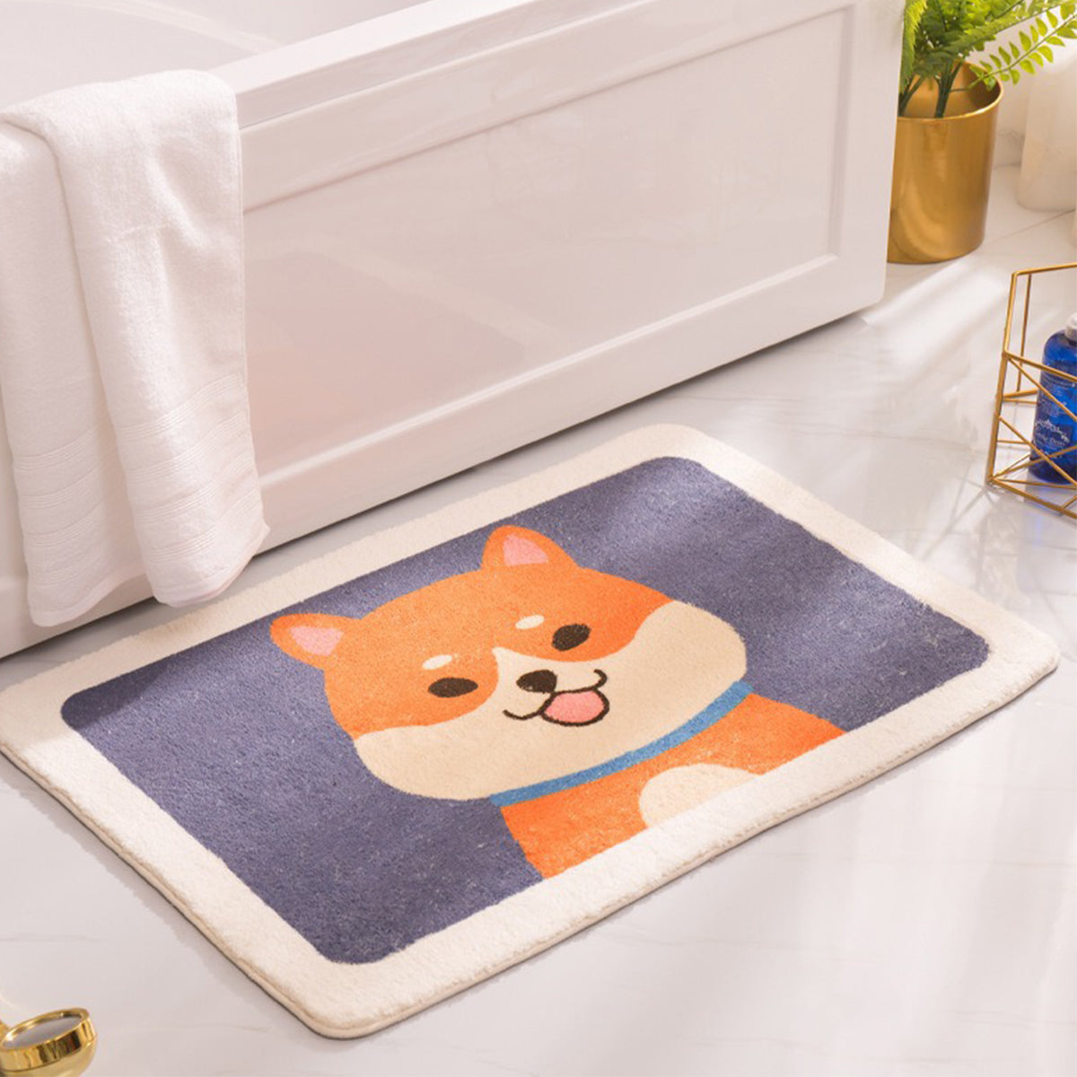 Non-Slip Faux Cashmere Bath Mat 80x50cm Water Absorbent