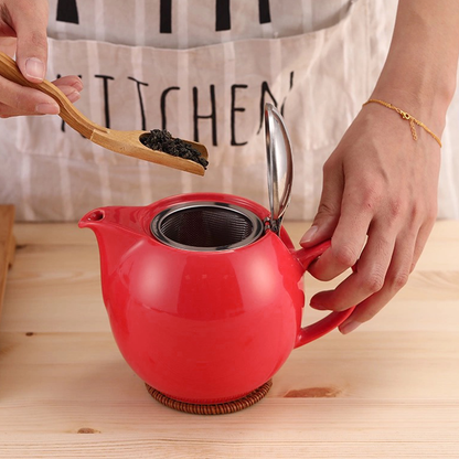 Ceramic Teapot with Stainless Steel Filter and Lid