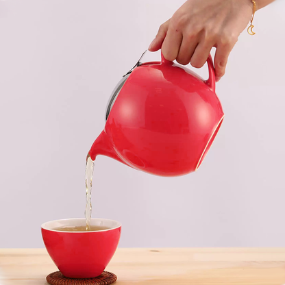 Ceramic Teapot with Stainless Steel Filter and Lid