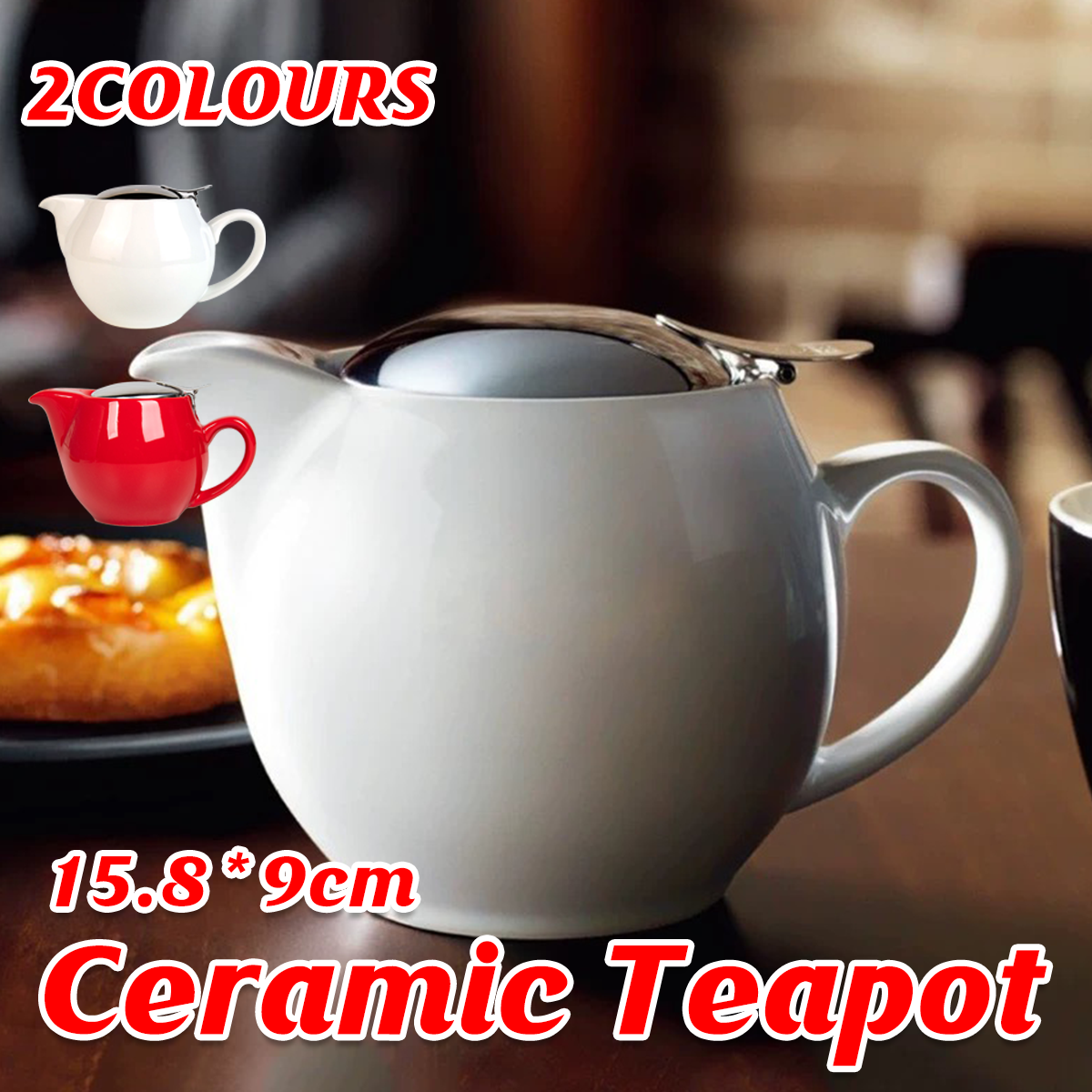 Ceramic Teapot with Stainless Steel Filter and Lid