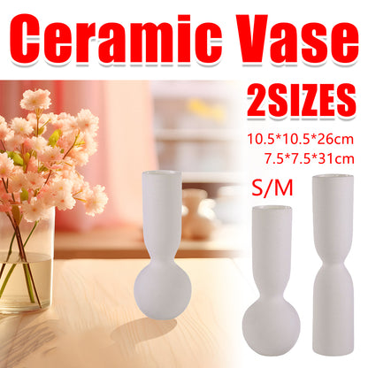 Simple White Ceramic Vase Ornament for Living Room Bedroom Decor