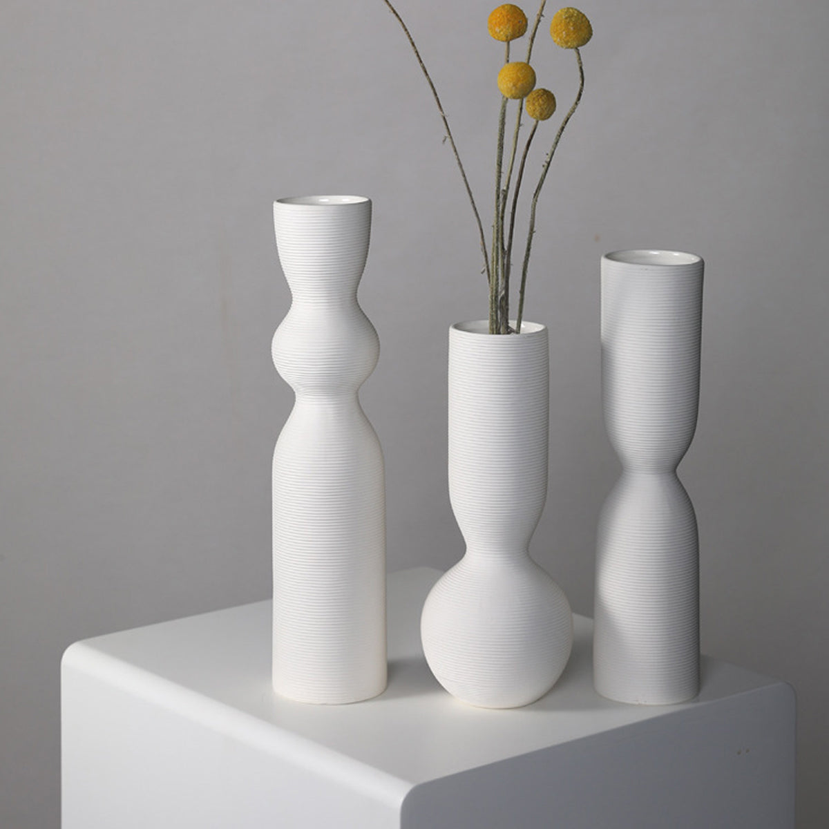 Simple White Ceramic Vase Ornament for Living Room Bedroom Decor