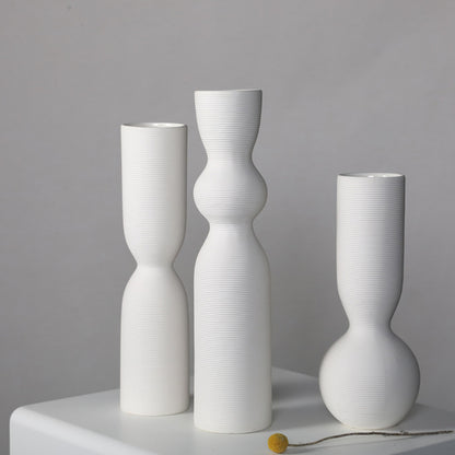 Simple White Ceramic Vase Ornament for Living Room Bedroom Decor