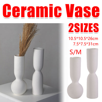 Simple White Ceramic Vase Ornament for Living Room Bedroom Decor