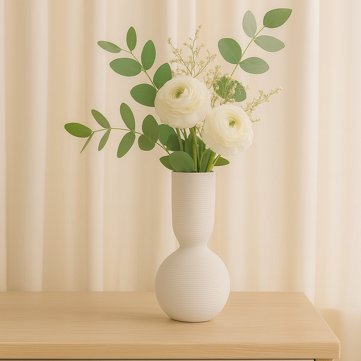 Simple White Ceramic Vase Ornament for Living Room Bedroom Decor