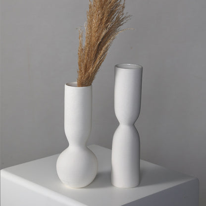 Simple White Ceramic Vase Ornament for Living Room Bedroom Decor