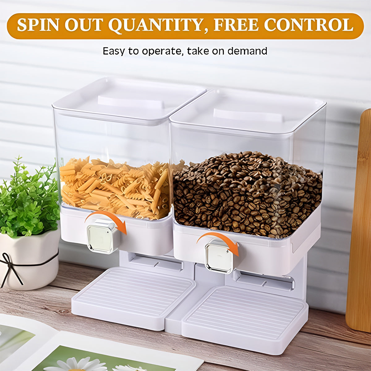 Double Cup Grain Storage Distributor Clear for Rice Cereal Nuts Pasta Use AU