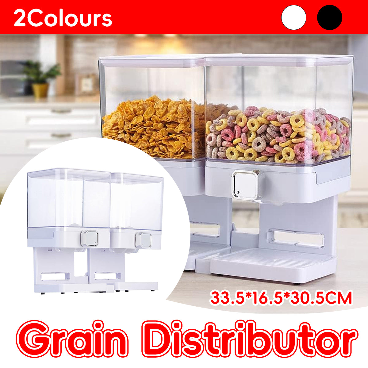 Double Cup Grain Storage Distributor Clear for Rice Cereal Nuts Pasta Use AU