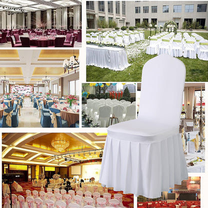 2pcs Pleated Chair Skirt Covers for Hotel Banquet Events